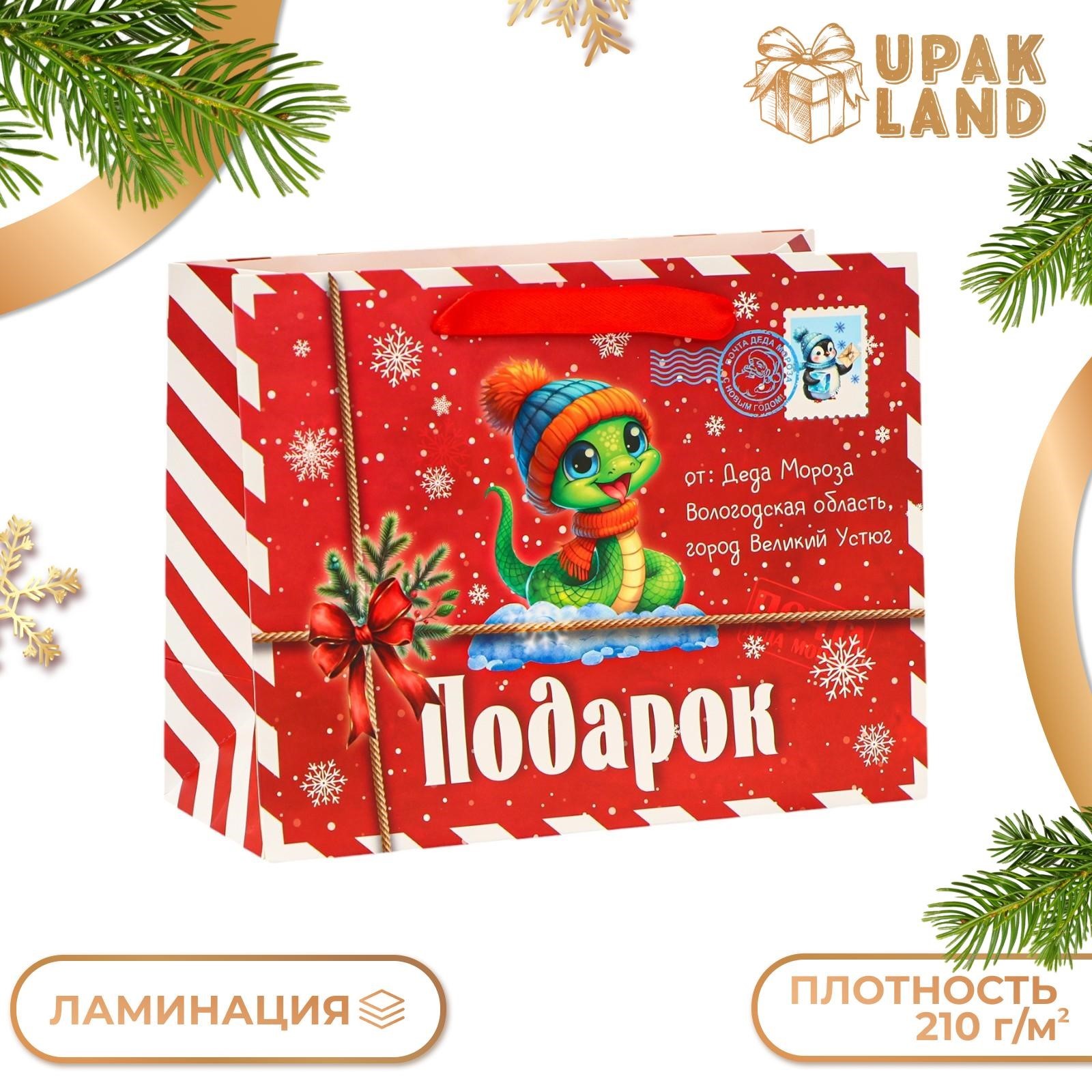 

Пакет подарочный UPAK LAND Змейка ламинированный, MS 23х18х10 см, 1 шт