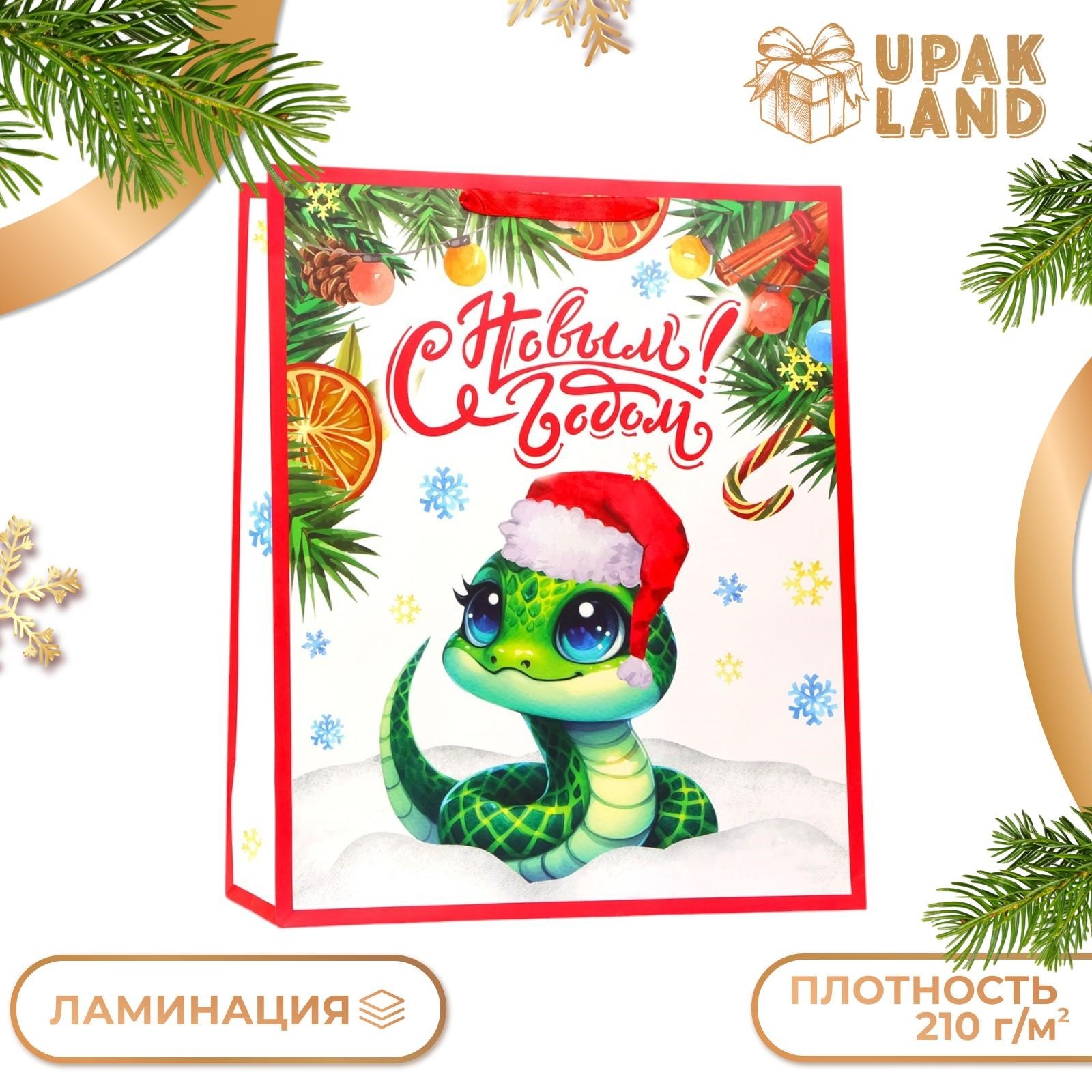 

Подарочный пакет UPAK LAND ламинированный Змейка, XL 40х49х19 см