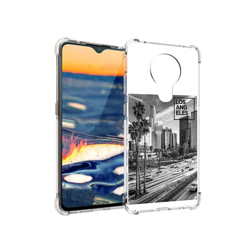 

Чехол MyPads Tocco для Nokia 5.3 черно белый лос анджелес (PT227052.106.685), Прозрачный, Tocco