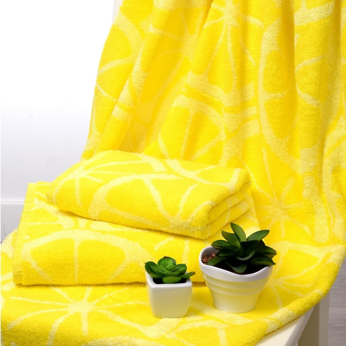 

Полотенце махровое Lemon color, 100х150 см, цвет жёлтый