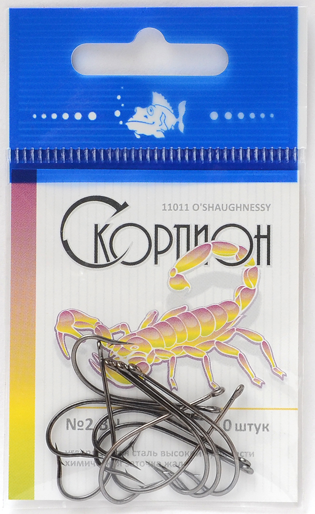 

Одинарные крючки Chod Hook классические №2, оголовок с колечком, прямое острие, с бородкой, Черный, O'Shaughnessy