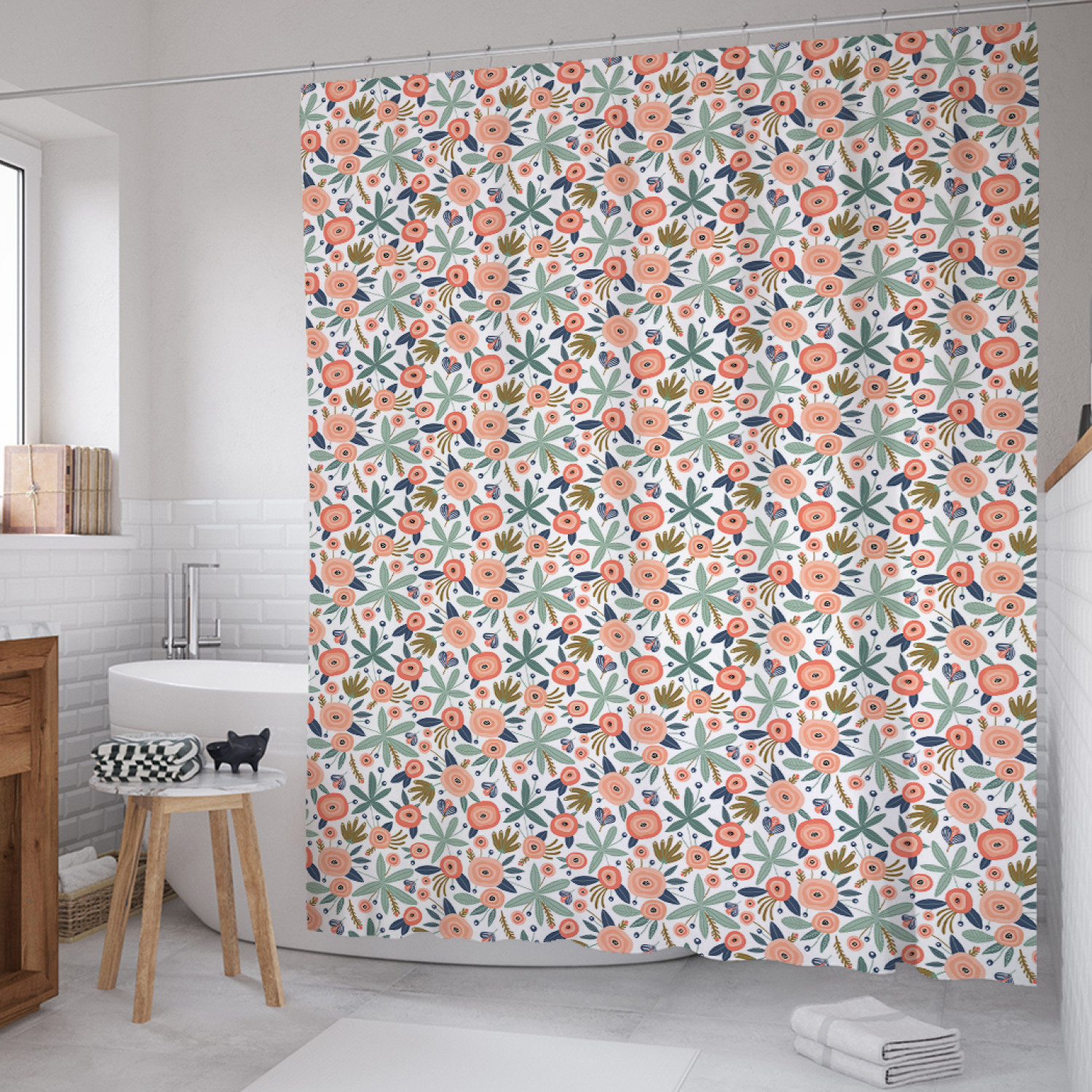 

Штора для ванной JoyArty "Креативные цветы" из сатена, 180х200 см с крючками, Оранжевый, Креативные цветы