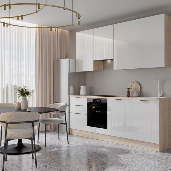 Кухня модульная GoodLine 2400, сонома/белый лак