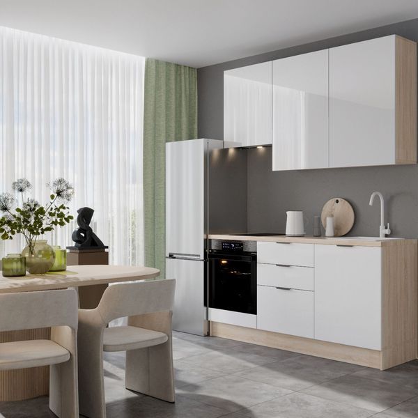 Кухня модульная GoodLine 1800, сонома/белый лак