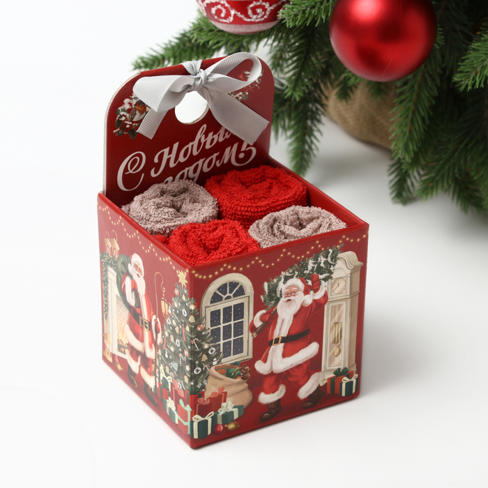 

Набор махровых полотенец Этель "Санта" 30х30 см-4шт, хлопок