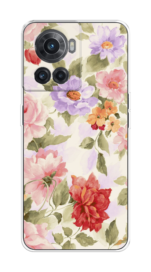 

Чехол на OnePlus 10R/Ace "Акварельные пионы", Розовый;бежевый, 153050-1