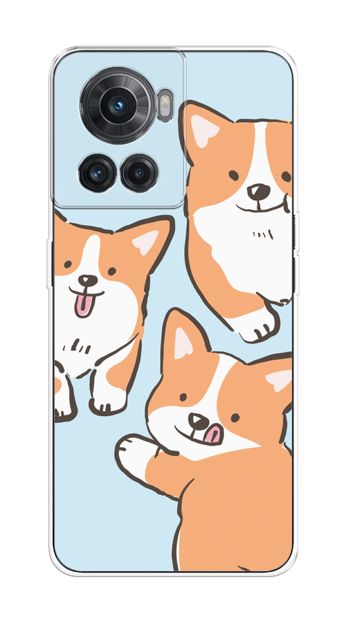 

Чехол на OnePlus 10R/Ace "Милые корги", Бежевый;голубой;коричневый, 153050-1