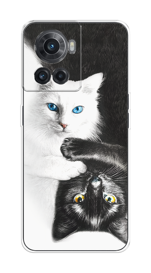 

Чехол на OnePlus 10R/Ace "Коты Инь-Янь", Черный;белый;голубой, 153050-1
