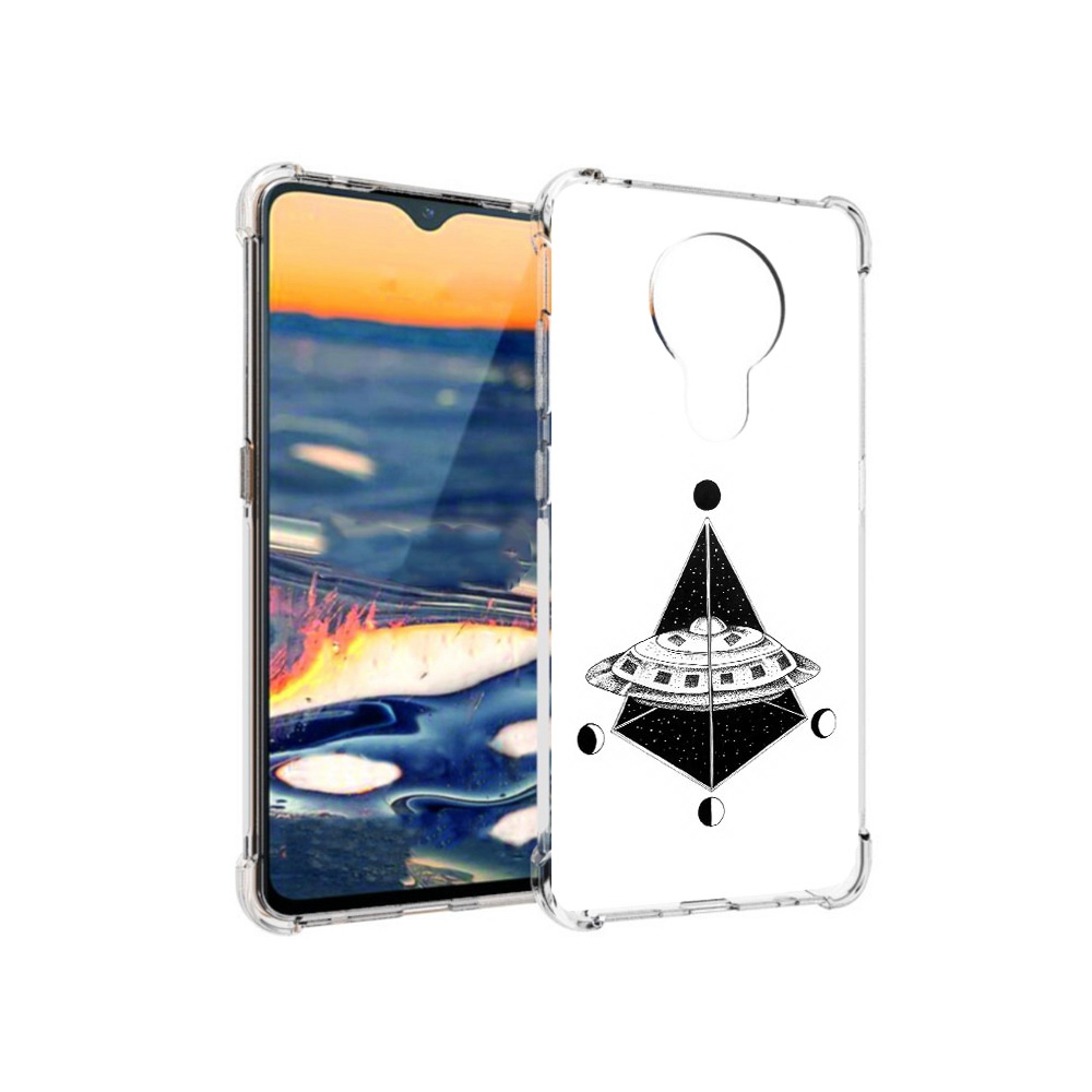 

Чехол MyPads Tocco для Nokia 5.3 черно белая летающая тарелка (PT227052.106.679), Прозрачный, Tocco
