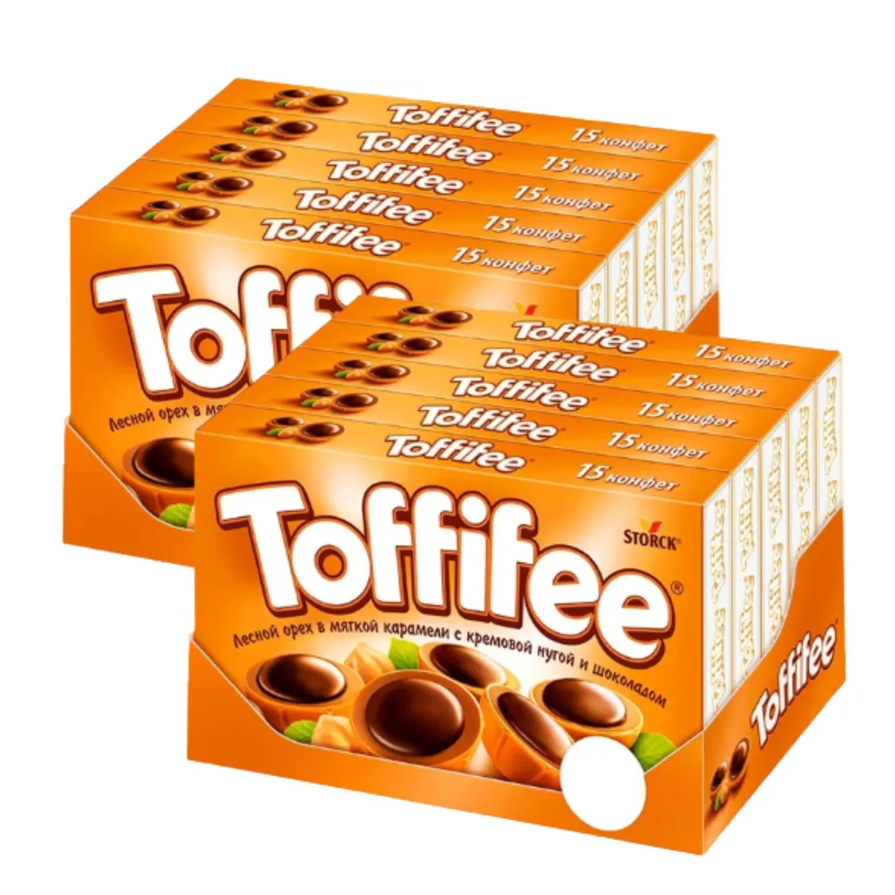 Конфеты Toffifee с лесным орехом в карамели с нугой и шоколадом, 10 шт по 125 г