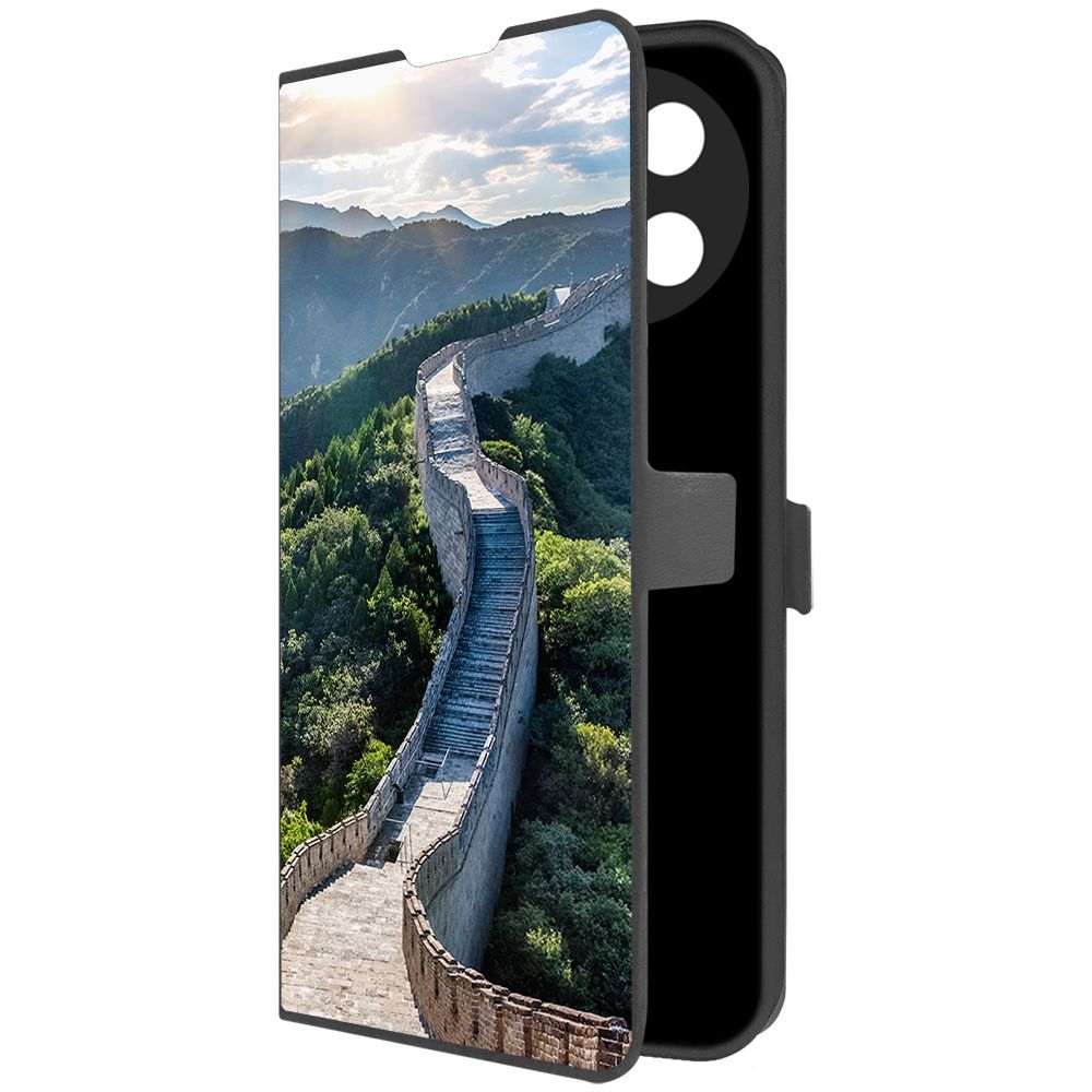 

Чехол-книжка Krutoff Eco Book для Realme 11 4G Китай, Великая Стена (черный)