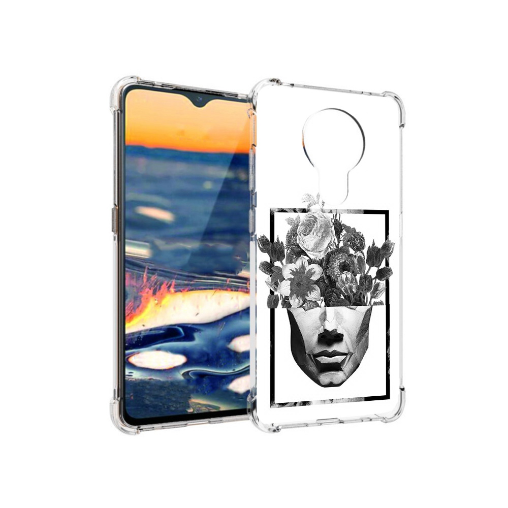 

Чехол MyPads Tocco для Nokia 5.3 черно белая ваза в абстракции (PT227052.106.678), Прозрачный, Tocco