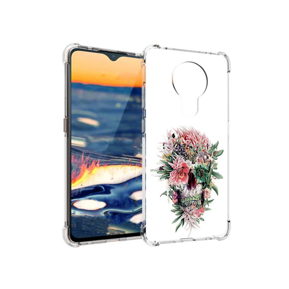 

Чехол MyPads Tocco для Nokia 5.3 череп из цветов (PT227052.106.677), Прозрачный, Tocco