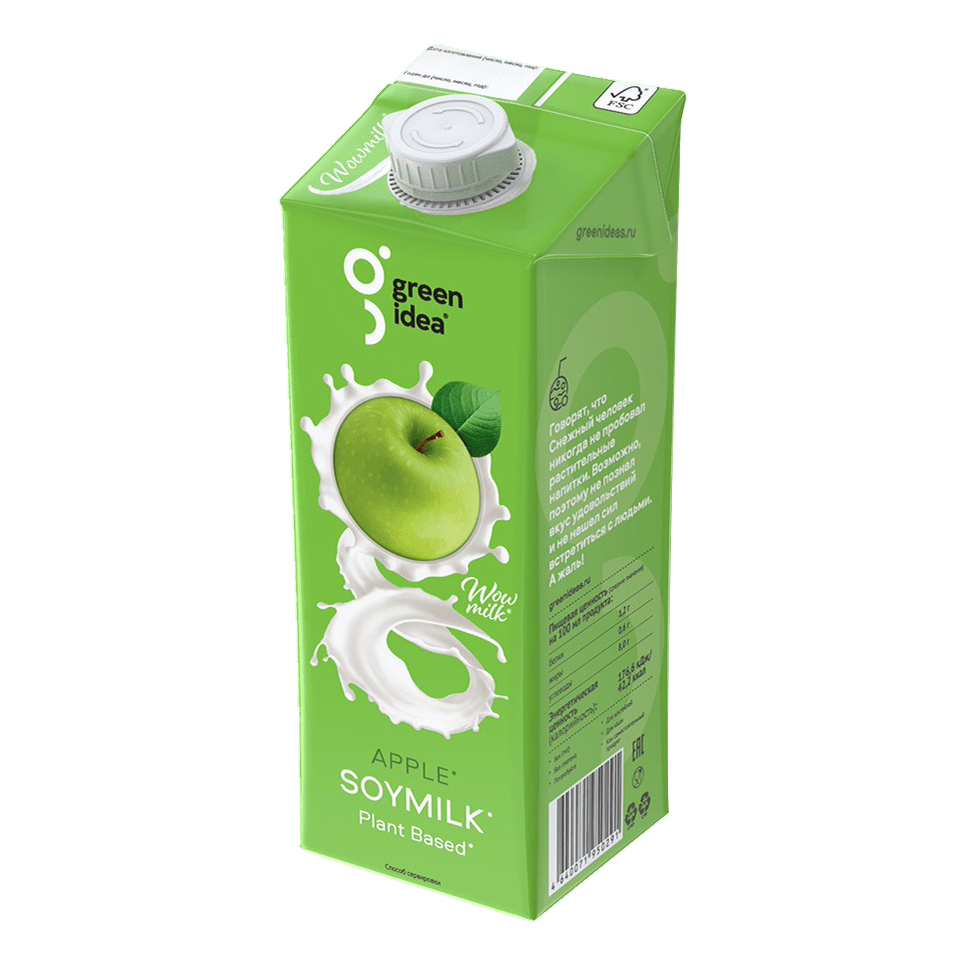 фото Соевый напиток green idea с яблоком 0,6% 1 л