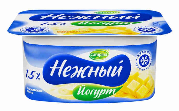 

Йогурт Campina нежный Королевское манго 1,5% БЗМЖ 100 г