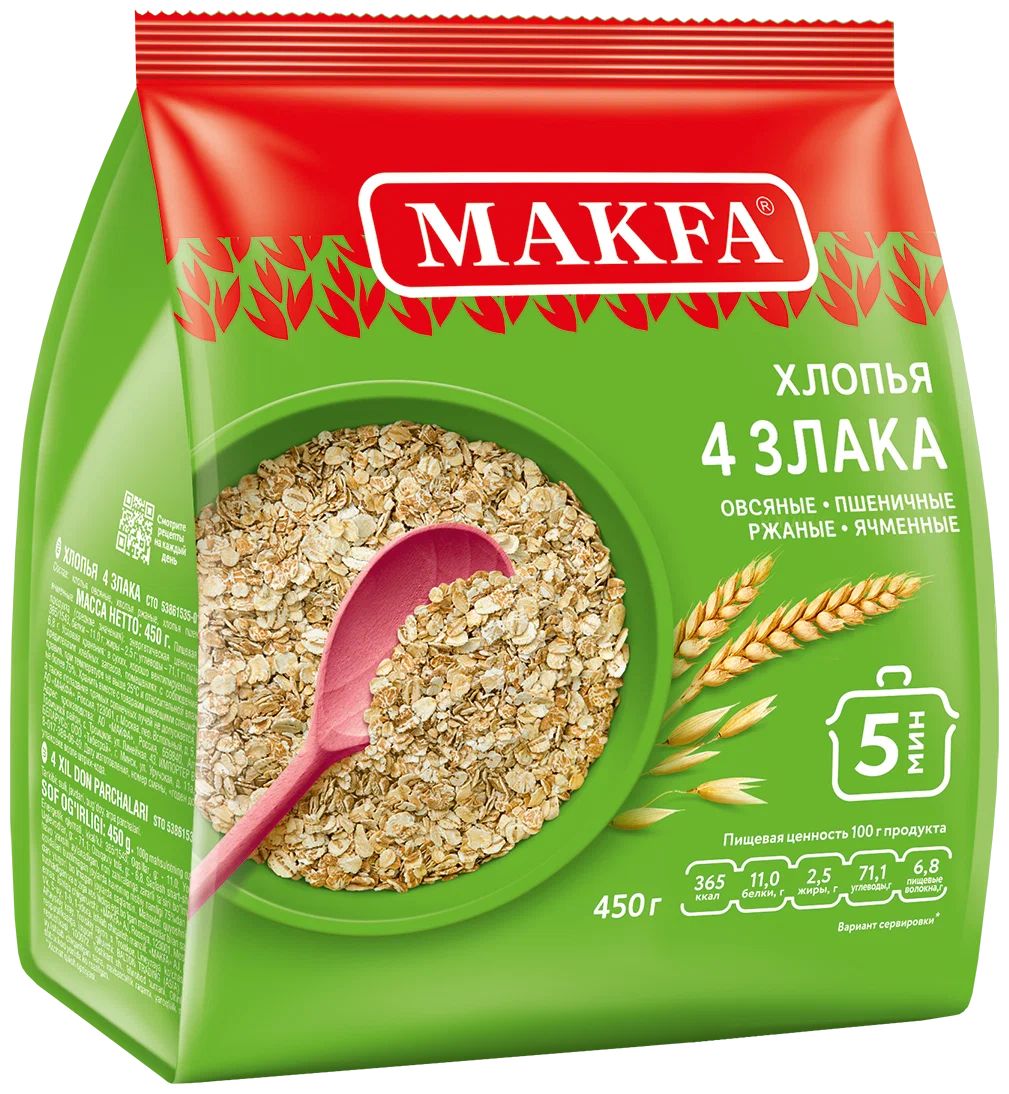 Хлопья Makfa 4 злака 450 г