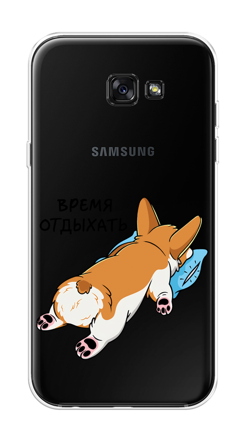 

Чехол на Samsung Galaxy A7 2017 "Корги отдыхает", Черный;коричневый;голубой, 20950-1