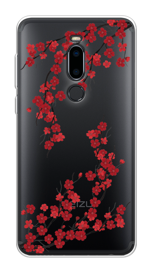 

Чехол на Meizu M8 "Красная сакура", Красный;черный, 73150-2