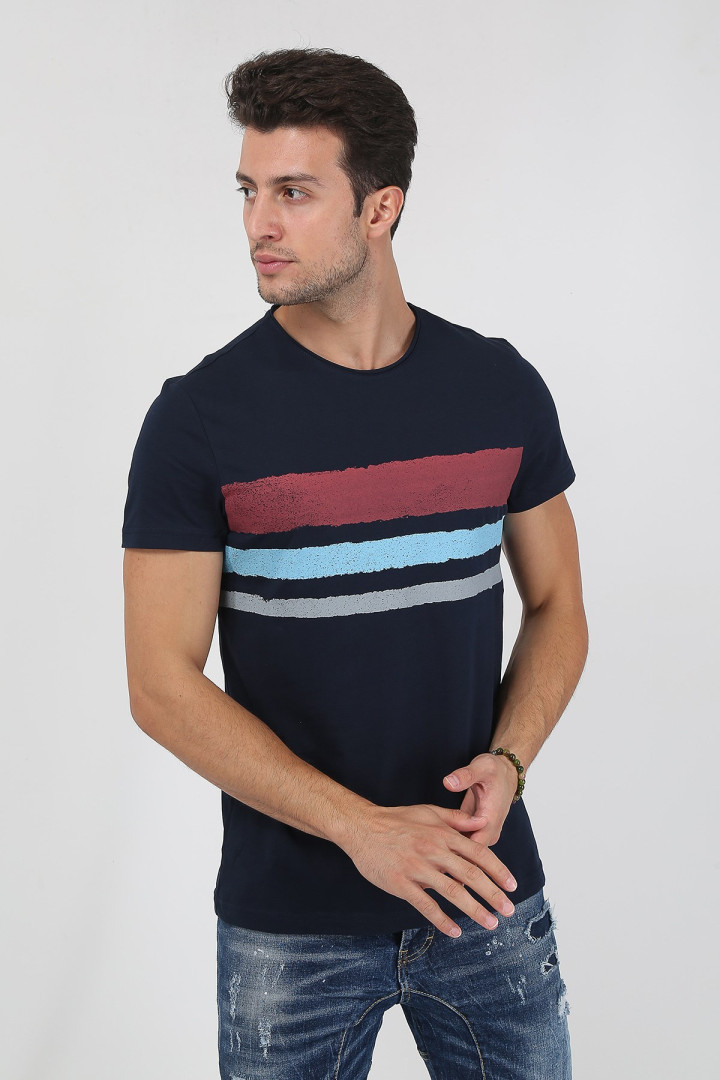 

Футболка мужская Terapi Giyim 25625 синяя 2XL (товары доставляются из-за рубежа), 25625