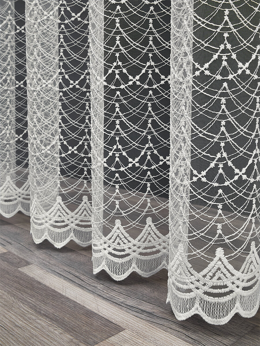 

Тюль A&H 900x270 см микросетка с вышивкой, на шторной ленте, 82416