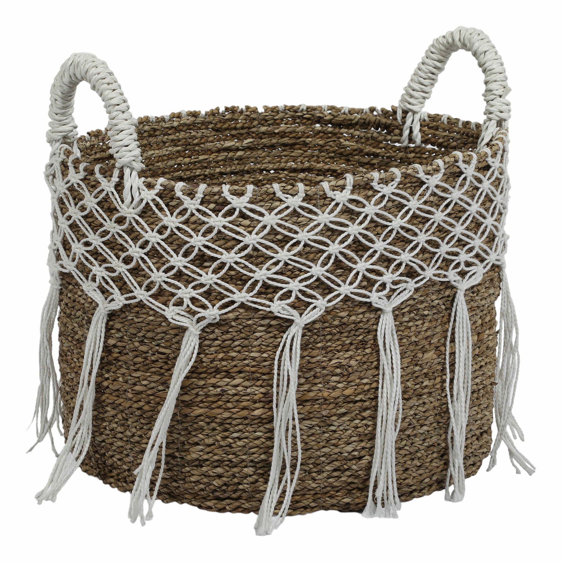 

Корзина декоративная Rattan Grand Deco Seagras kawung 34 х 29 см коричнево-белая