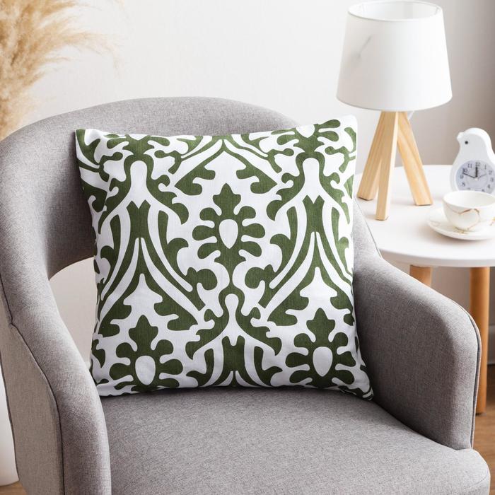 

Наволочка декоративная 40х40 см, Monograms green, 100% хлопок, Зеленый;белый
