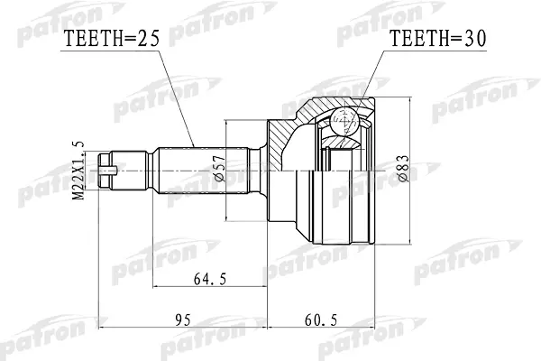 

ШРУС наружный 25x57x30 MITSUBISHI LANCER CS 00-09 PATRON PCV3148