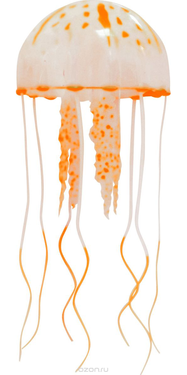 Декор для аквариума Медуза силиконовая, с неоновым эффектом, 5 х 5 х 15 см, оранжевая