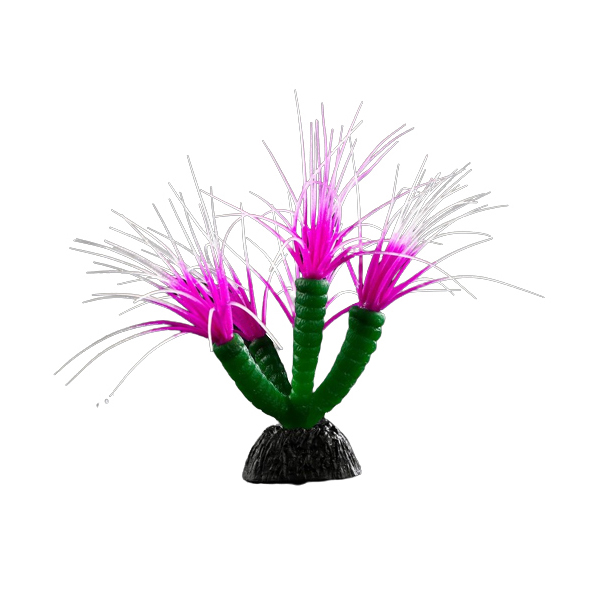 Декор для аквариума Coral Plant силиконовое, светящееся в темноте, 14 х 17 см, фиолетовый