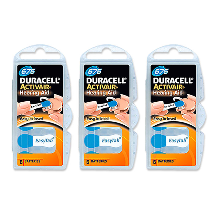 

Батарейки Duracell Activair 675 (PR44) для слуховых аппаратов, 3 блистера (18 батареек)
