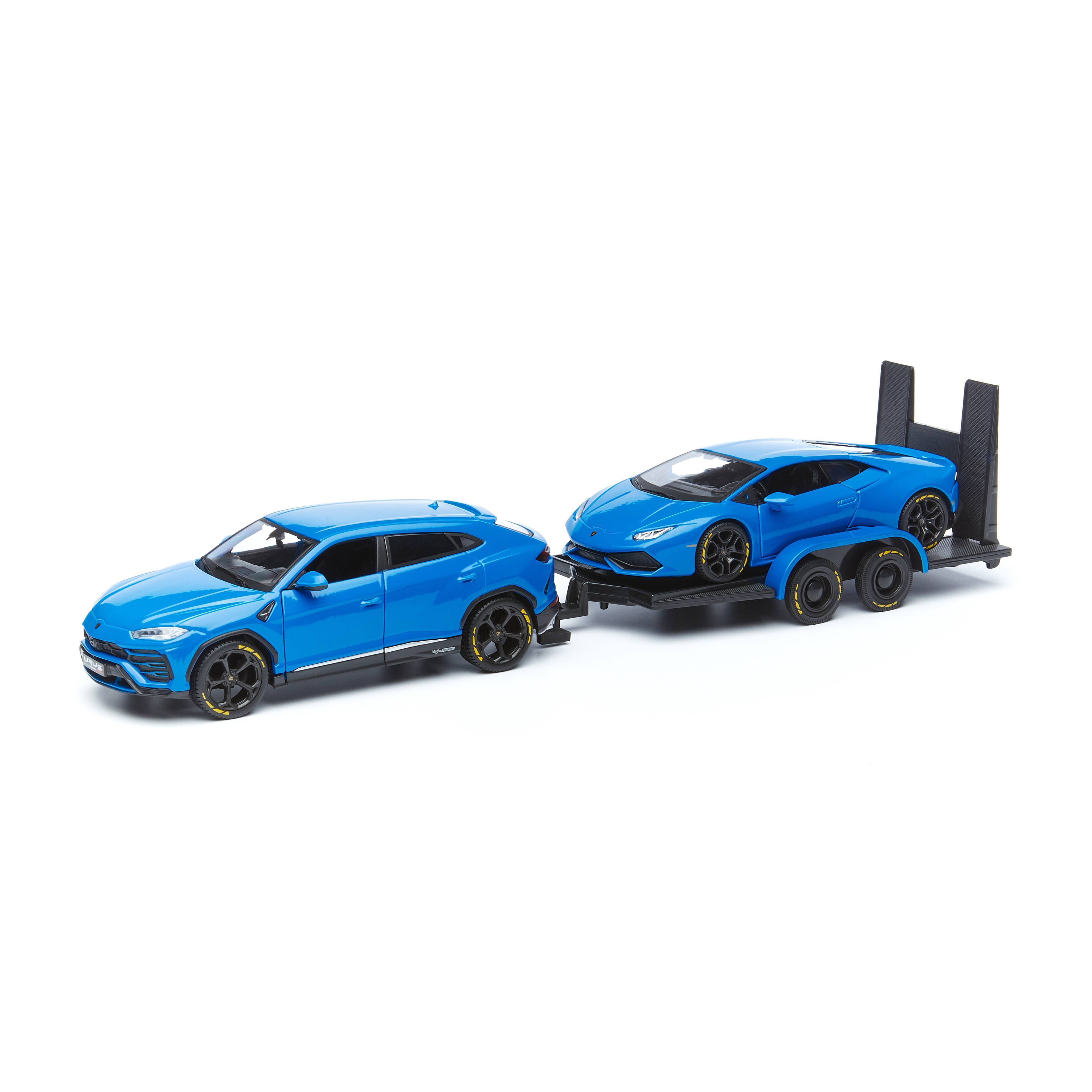 

Игрушечная машинка Maisto 1:24 Transport Lamborghini Urus + Lamborghini Huracan 32753, Design Elite Transport
