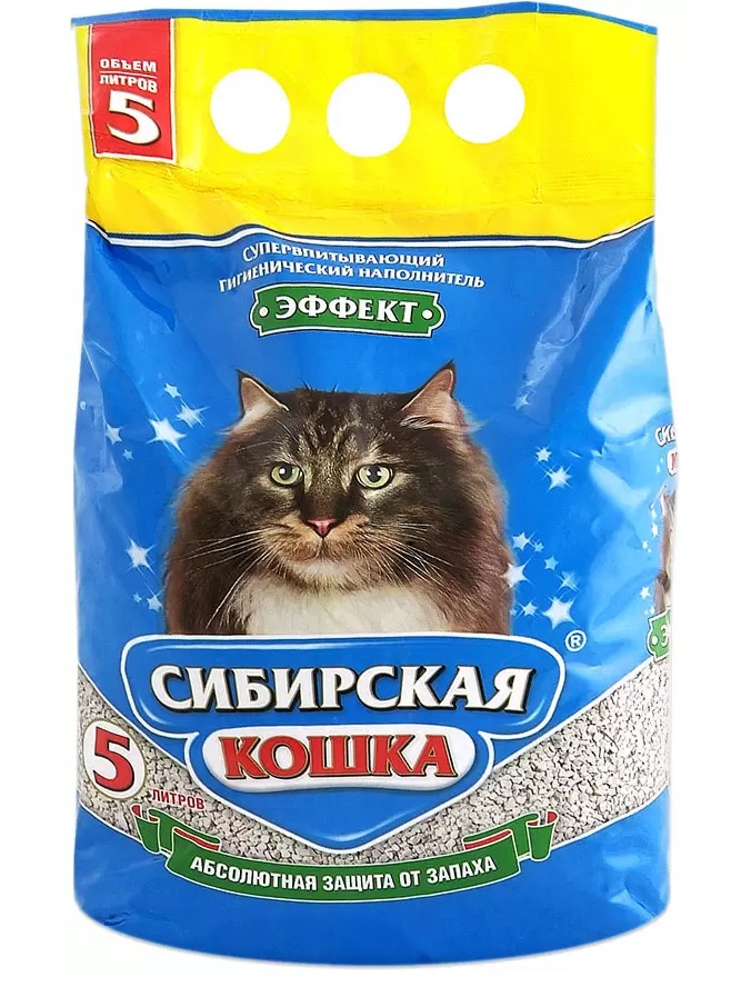 Впитывающий наполнитель Сибирская кошка Эффект бентонитовый, 5 л