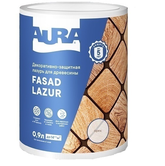 

Антисептик для дерева AURA Fasad Lazur 0,9л орех, Коричневый
