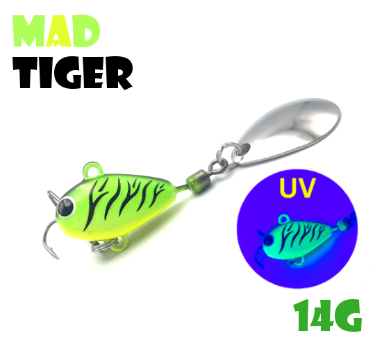 

Тейл-Спиннер Uf-Studio Hurricane 14g #Mad Tiger, Зеленый;черный;желтый, Hurricane