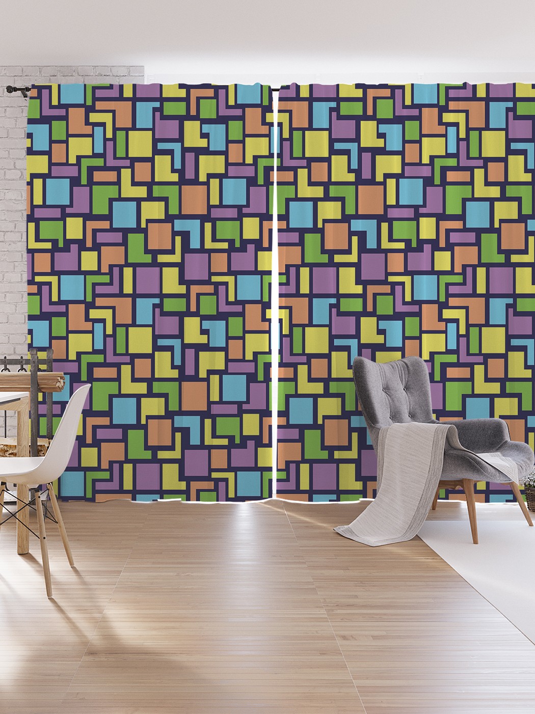 

Шторы под лён JoyArty "Геометрия поп-арт", серия Oxford DeLux, 340х265 см, Геометрия поп-арт