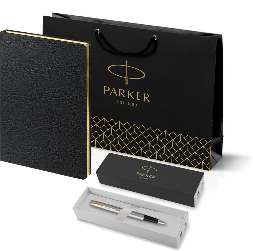 фото Подарочный набор: ежедневник черный и ручка перьевая parker jotter stainless steel 2030948