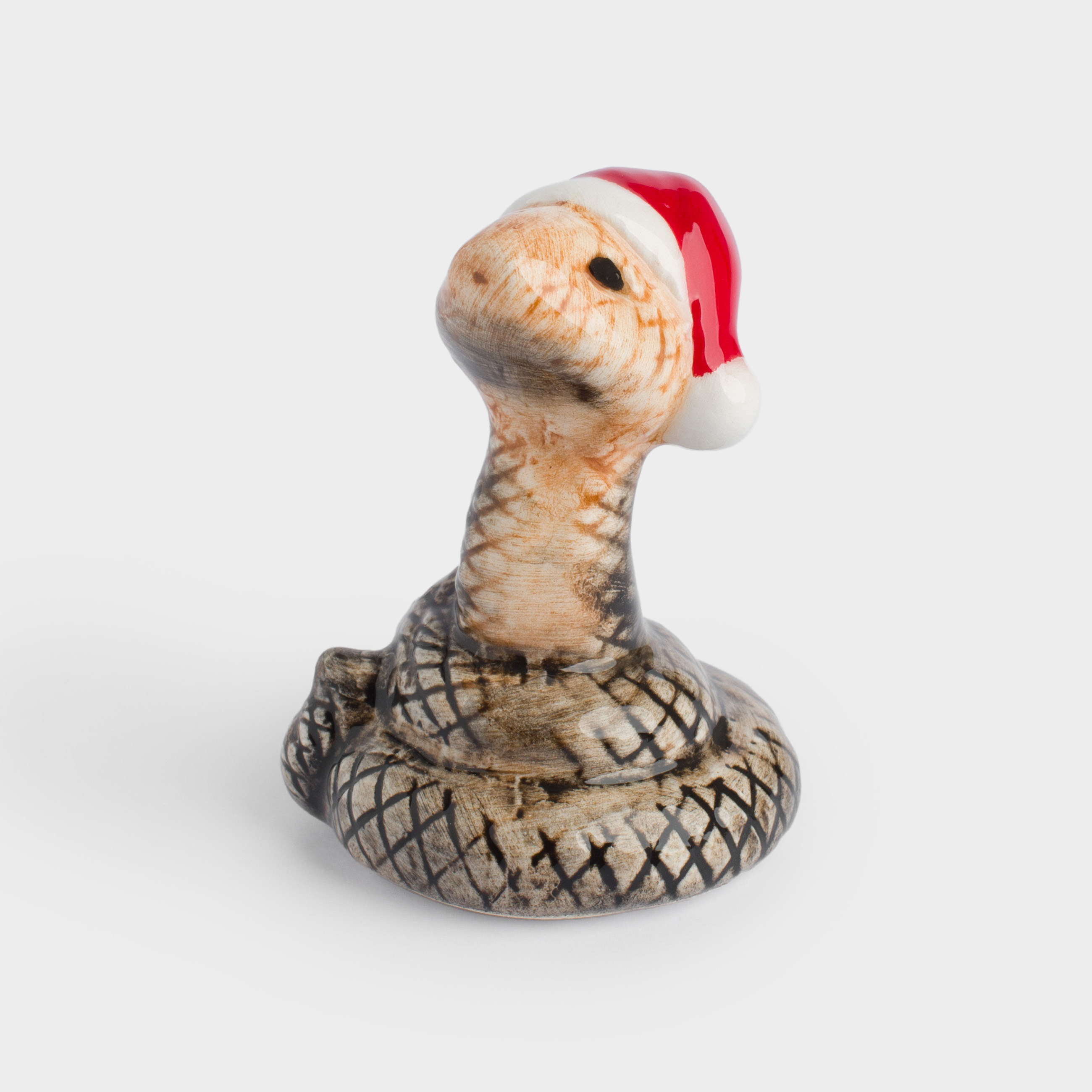 

Статуэтка, 6 см, керамика, коричневая, Змея в колпаке, Snake santa, Коричневый