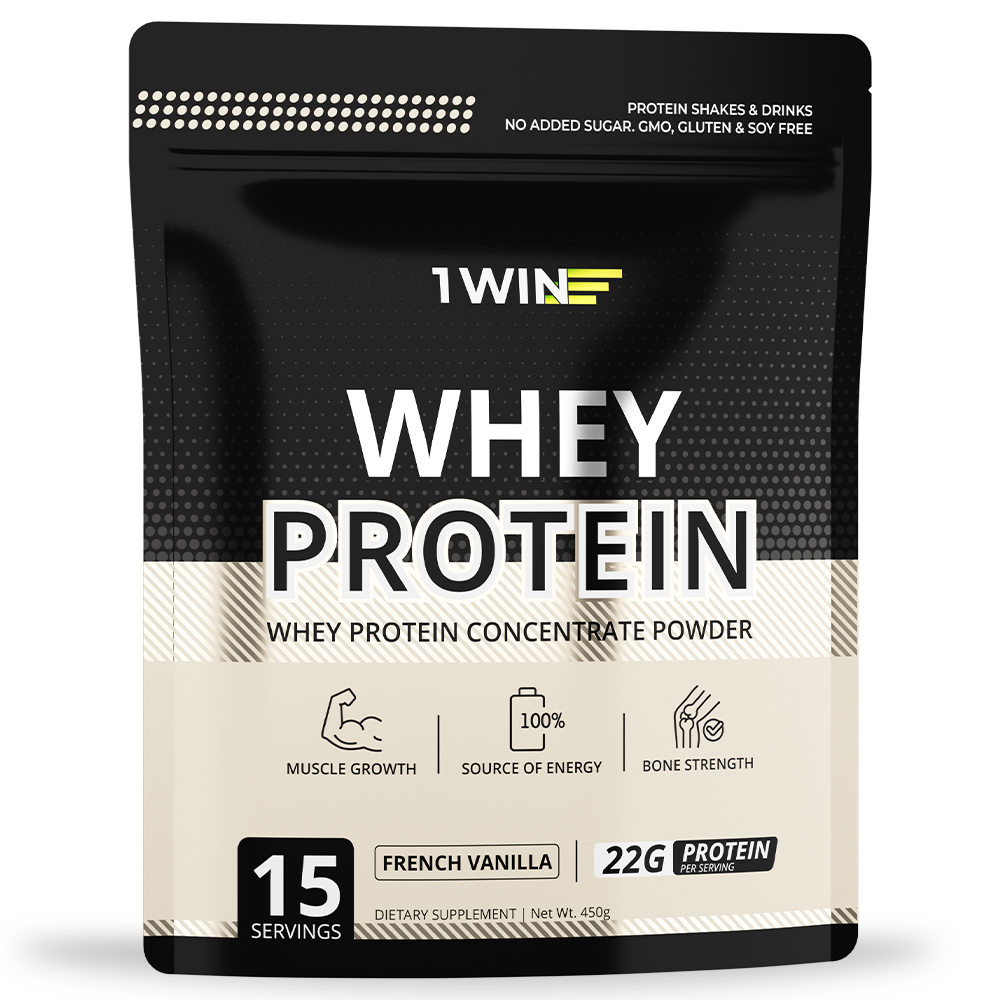 Протеин сывороточный 1WIN с ВСАА Whey Protein вкус ваниль 450 гр, 15 порций