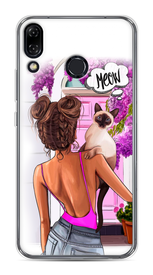 

Чехол Awog на Asus Zenfone 5Z ZS620KL "Девушка с кошкой", Фиолетовый;розовый;коричневый, 43450-7