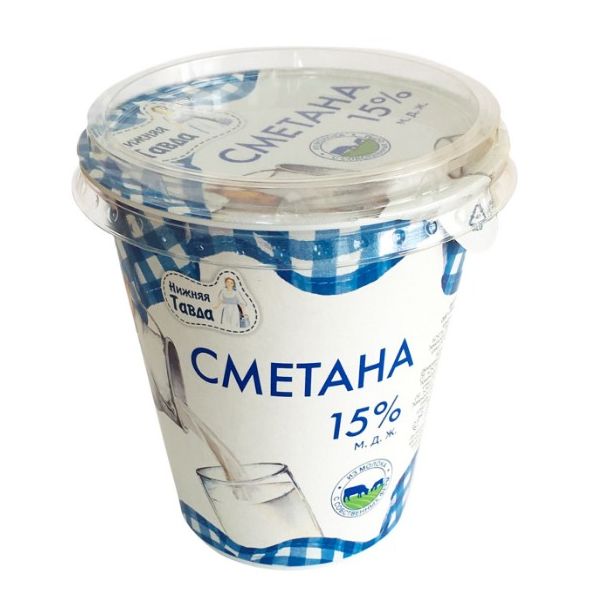 фото Сметана нижняя тавда 15% бзмж 300 г