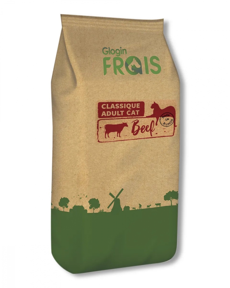 фото Сухой корм для взрослых кошек всех пород frais classique adult cat beef, говядина, 12кг