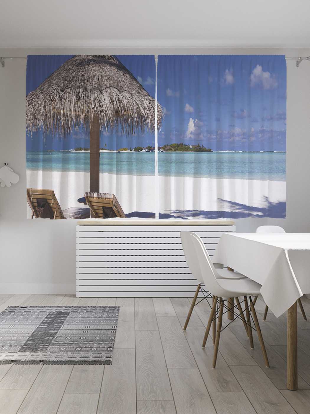 

Шторы JoyArty c фотопечатью "Шезлонги под зонтиком" из сатена, 290х180 см, Шезлонги под зонтиком