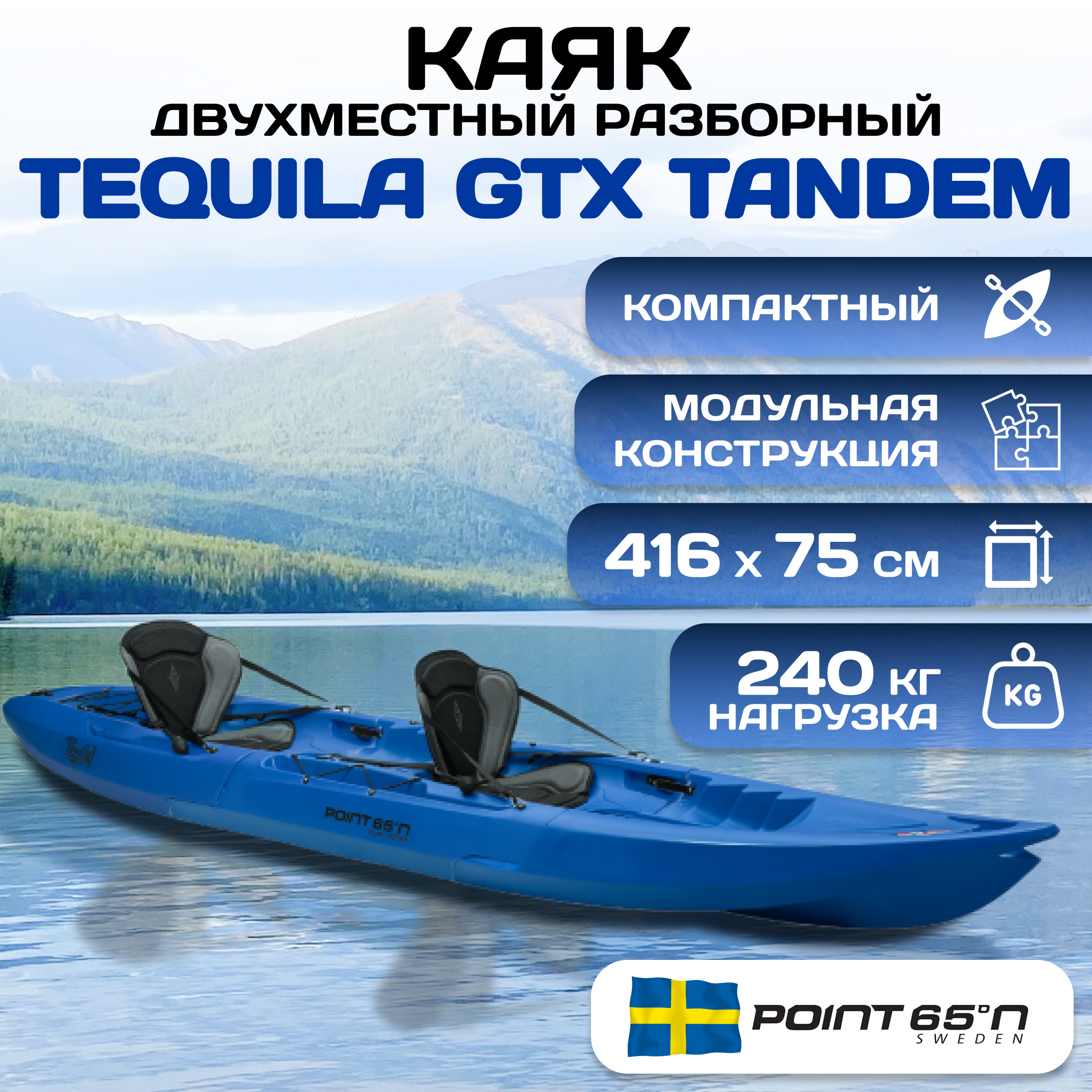 Каяк Point 65 Tequila тандем, синий