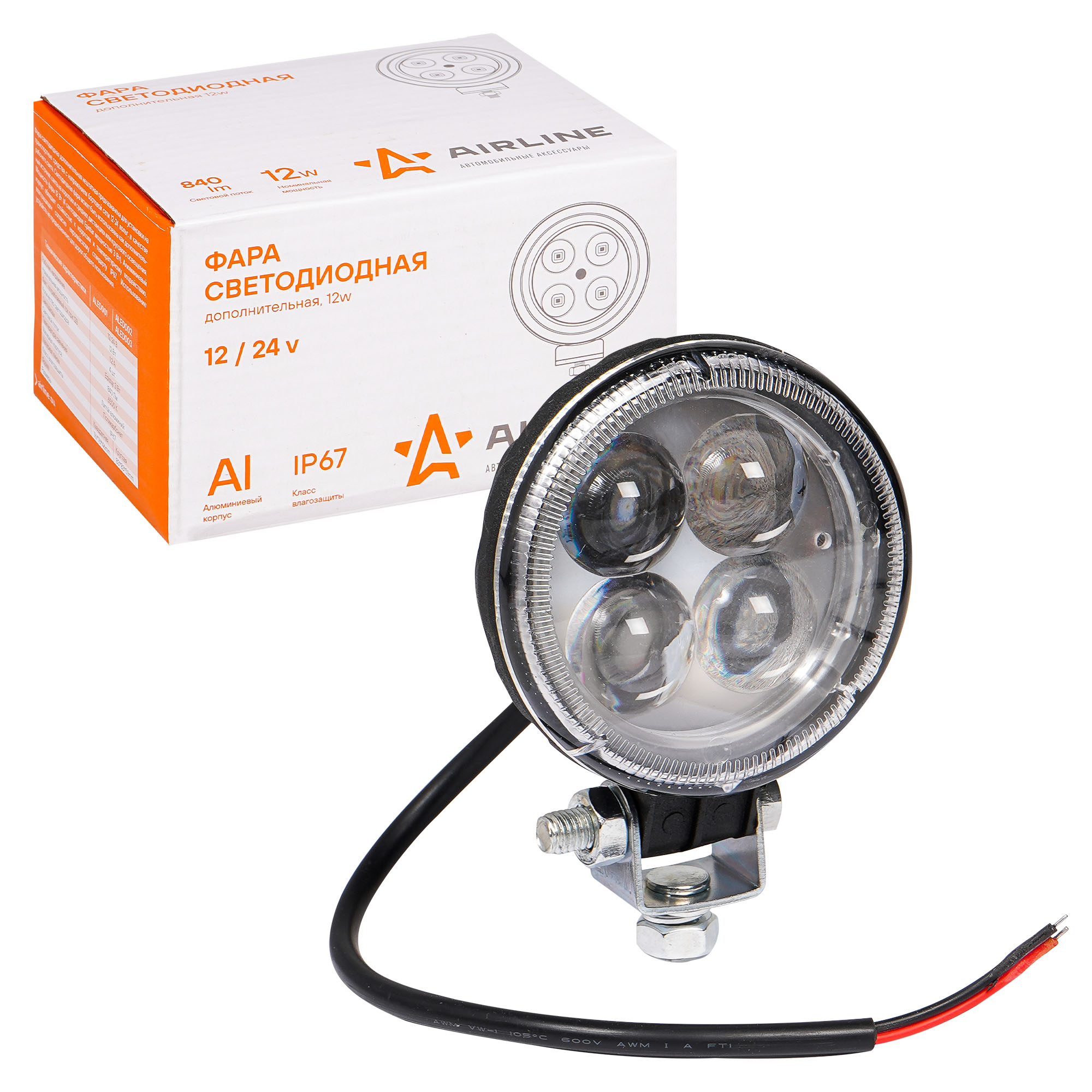 

Фара Светодиодная Круглая, 4 Led Направленный Свет, 12w, (83х83х51) 12/24v (Aled003) AIRLI
