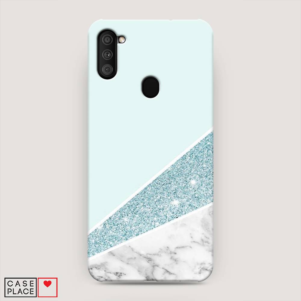 

Пластиковый чехол "Мрамор с голубыми блестками" на Samsung Galaxy A11, 2100120-2