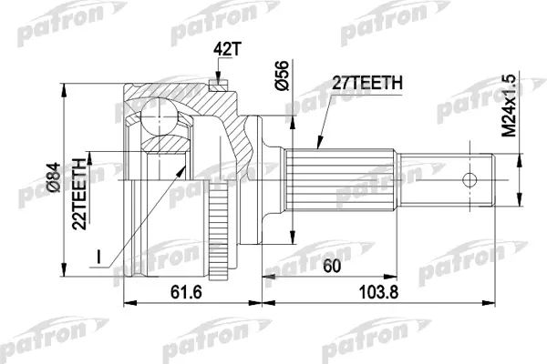 

ШРУС наружн к-кт 27x56x22 ABS:42T NISSAN: PRIMERA с ABS 1.6-2.0 10.90- PATRON PCV1165