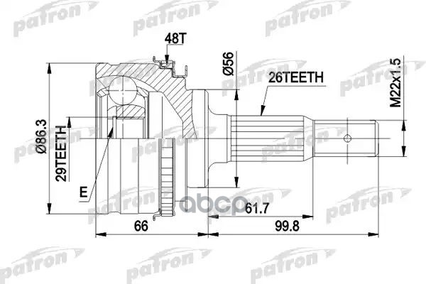 ШРУС наружн к-кт Pontiac: Vibe 02-  Toyota: Matrix 02- PATRON PCV9012