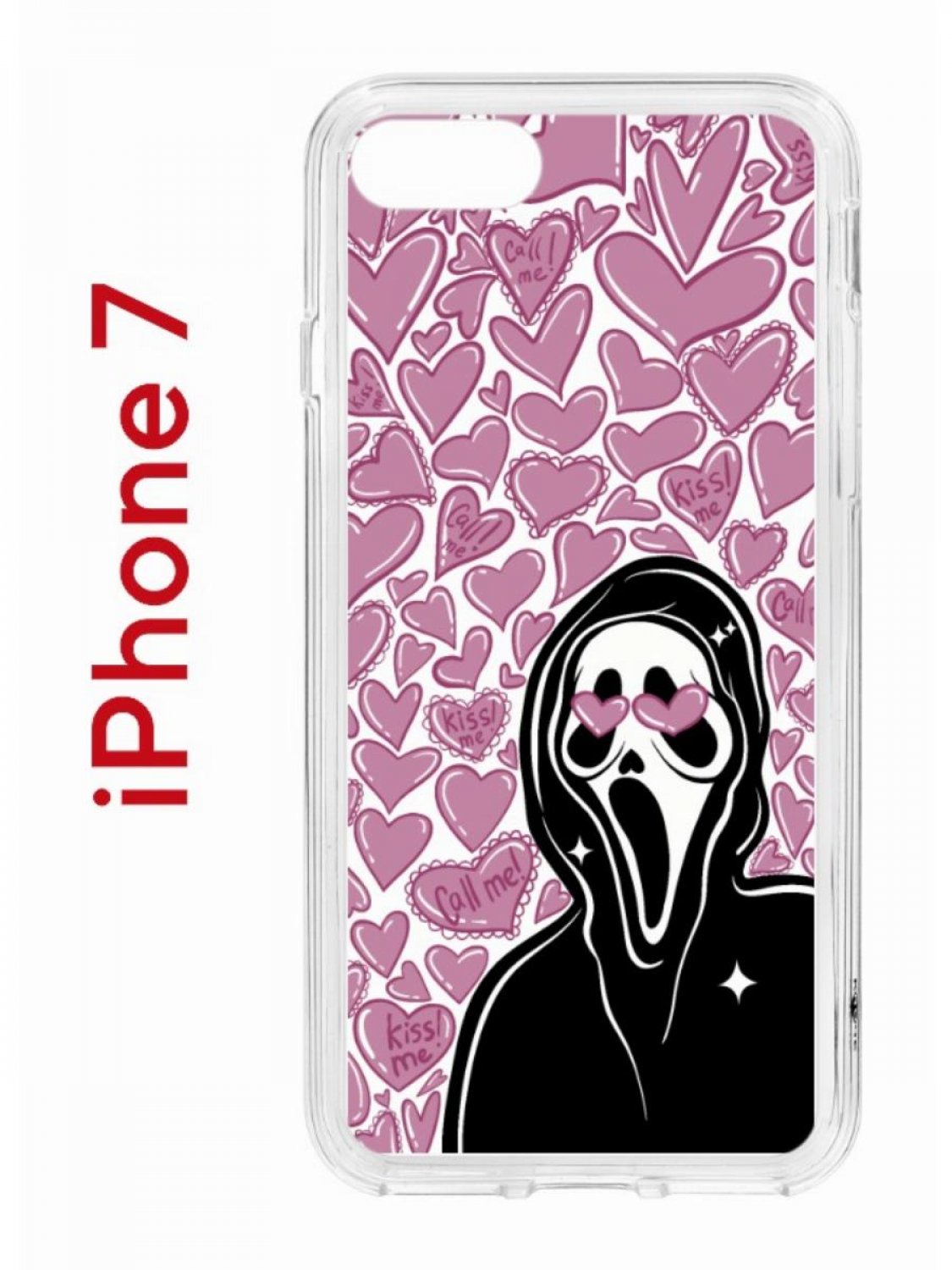

Чехол на iPhone 7,8,SE 2020 2022 Kruche Print Любовь и Крик, бампер с защитой камеры, Прозрачный;розовый;черный;белый, Айфон 7,8,СЕ 2020 2022