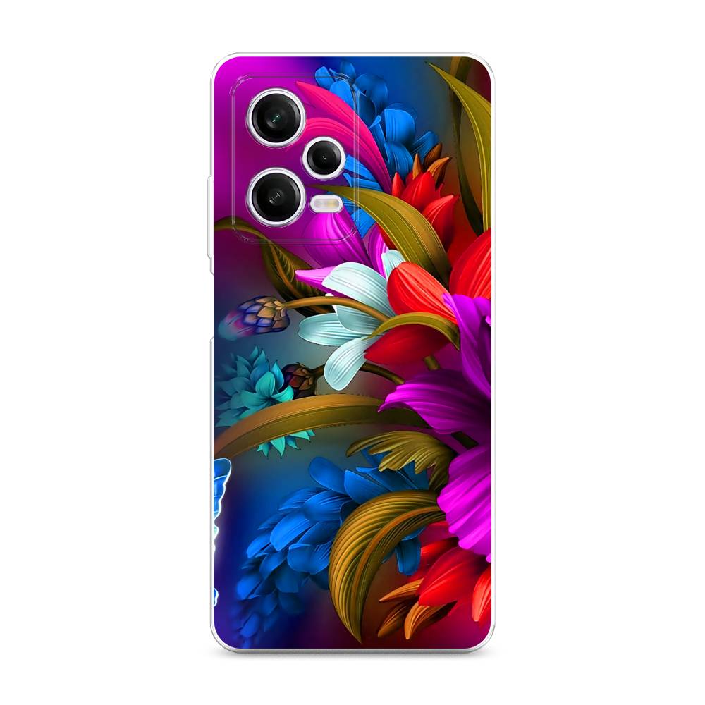 

Чехол на Xiaomi Redmi Note 12 Pro "Фантастические цветы", Фиолетовый;красный;синий, 317050-2