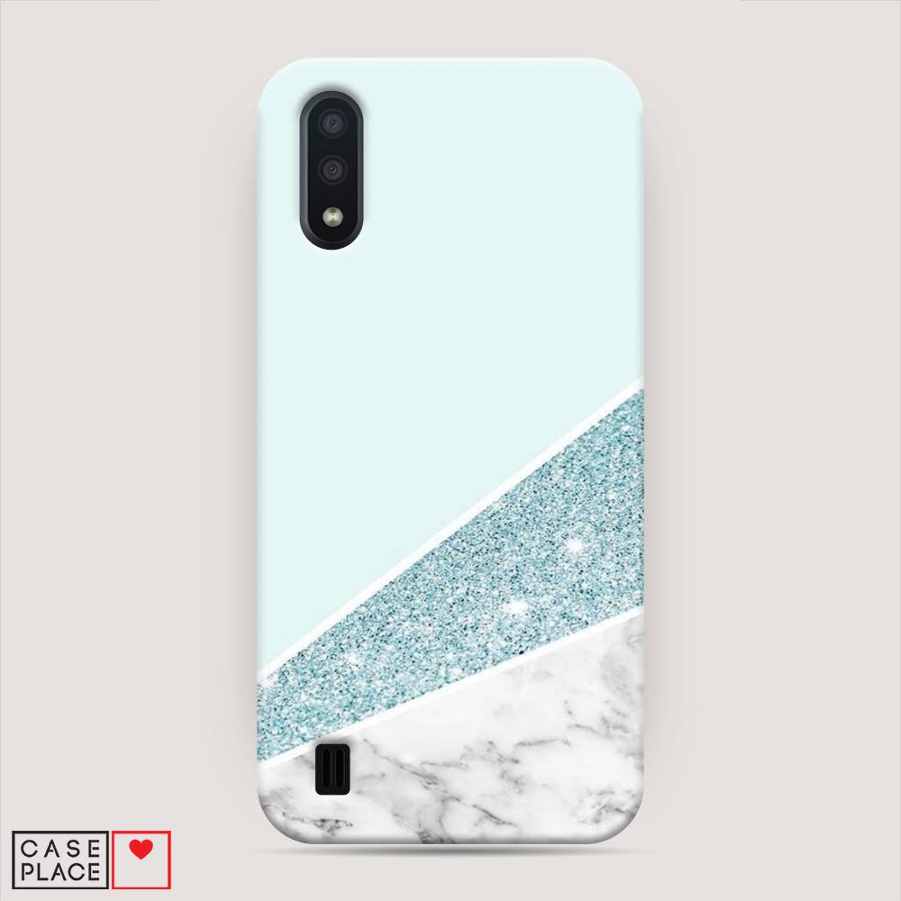 

Пластиковый чехол "Мрамор с голубыми блестками" на Samsung Galaxy A01